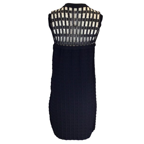 PIECE D'ANARCHIVE BLACK SLEEVELESS GRID-PATTERN KNIT SHEATH DRESS - Picture 3 of 6